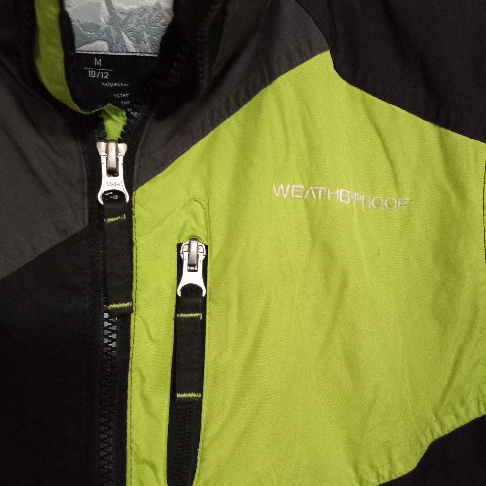 Weatherproof M 10/12 Boys Lightweight Ski Jacket in Lime Black - Picture 7 of 8
